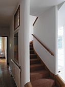 View of stairwell with spiral staircase