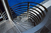 Top view of stainless steel spiral staircase