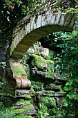 Stone grotto in garden of Hever Castle, Kent, England