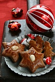 Gingerbread, decorative toadstools and Christmas tree decorations
