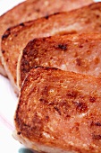 Pan Fried Spam Slices; Close Up