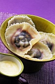 Plum ravioli with vanilla sauce