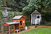 Small animal shed and children's playhouse in the garden