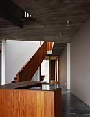 Staircase with wooden balustrade