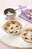 Baked cherry and almond pudding