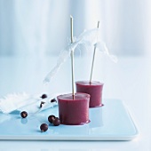 Home-made berry ice cream on sticks