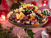 Christmas salad with red cabbage, oranges and apples (Sweden)