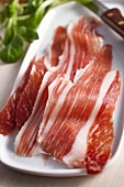 Slices of Spanish bellota ham