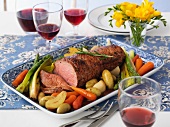 Roast veal with vegetables