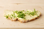 Slices of bread with butter and cress