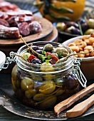 Olives and capers as antipasti