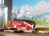 Country ham, Kaminwurzen (South Tyrolean smoked sausages) and schnapps