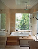 Bathroom with view of garden