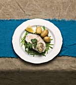 Poached cod with potatoes and horseradish
