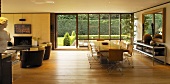 Spacious dining area in open-plan room