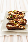 Aubergines filled with goat's cheese and dried tomatoes