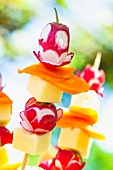 Colourful vegetables and cheese on sticks