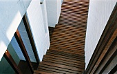 View of slatted wooden stairs