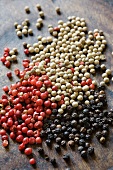 Red, black and white peppercorns