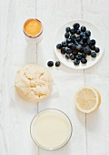 Ingredients for blueberry lemon cake