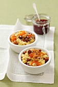 Millet with dried fruits, honey and nuts