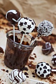 Various cake pops with chocolate and coconut