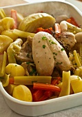 Chicken with potatoes, carrots and celery