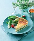 Cheese tart with beans and mixed salad