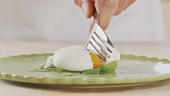 An egg being poached (German Voice Over)