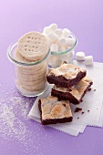 Chocolate-marshmallow squares and shortbread cookies