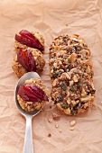 Cookies with mixed nuts and cookies with plums