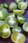 Halved green tomatoes