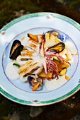 Tagliatelle with squid and mussels