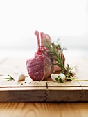 Raw lamb chops, garlic and rosemary