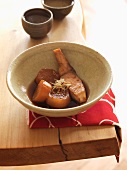 Buri daikon (cooked yellow tail mackerel with radish, Japan)