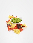 Bowl of Guacamole with Corn Chips