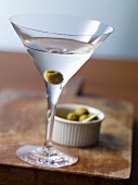 Dry martini with olives