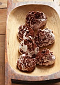 Chocolate meringues in an old bread pan