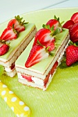 Two strawberry bars with marzipan (France)