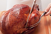 Carving roast turkey