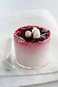 Blueberry yoghurt with sugar roses