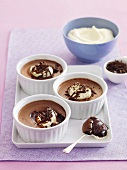 Baked chocolate desserts with cream