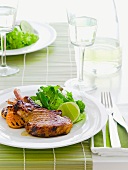 Grilled pork chops with maple syrup