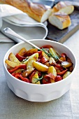 Roast potatoes with peppers and rosemary