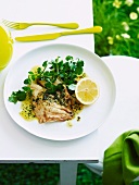 John Dory with lemon and parsley butter and water cress