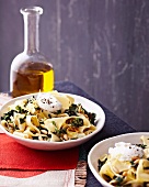 Pappardelle pasta with chard and goat's cream cheese