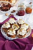 Cupcakes with pistachios for autumn picnic