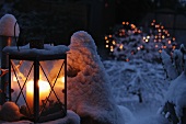 Lantern in snow