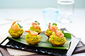 Mofonguitos with avocado and prawns (Dominican Republic)