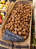 Walnuts on Display at The Carouge Market is in Geneva Switzerland
